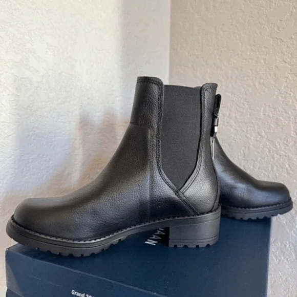 Cole Haan Camea Waterproof Leather Combat Boot,  Block Heel Black, Size 9.5 NWT - Picture 11 of 16